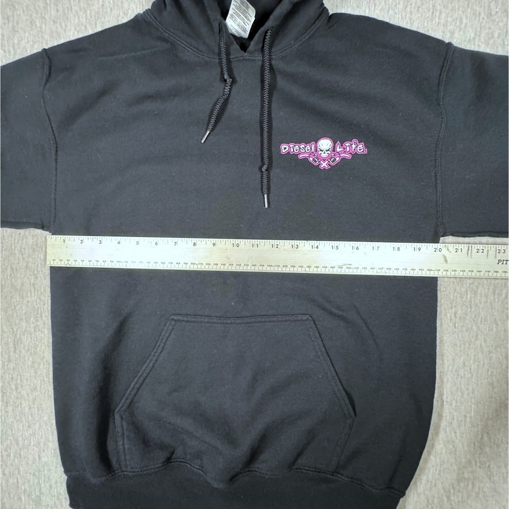 Diesel Life Graphic Hoodie Black Skull Engine Print Men's Medium - Picture 7 of 8